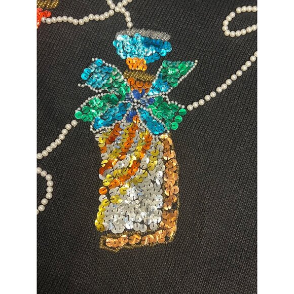 Jacque & KoKo Black Sequin Ornament Sweater Womens Plus Size 26/28 Vintage - Picture 14 of 16